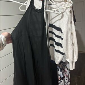 Black Halter Dress with Beaded Neckline